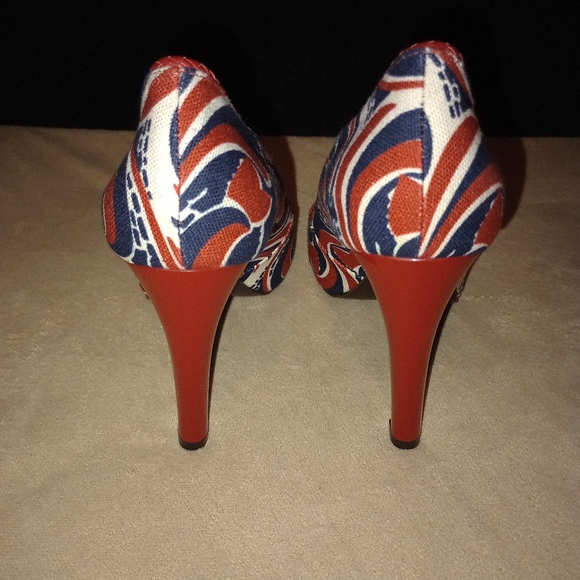 Tory Burch Red, White, and Blue Platform Heels Women's 9.5 - Picture 5 of 10